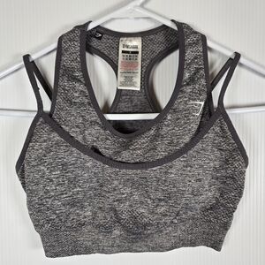 Gymshark Women's Vital Rise Smokey Gray Sports Seamless Bra Gray Marl Size Small